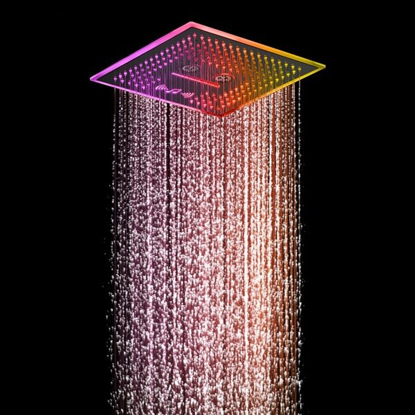 Cascada Maui 16" Matte Black LED Music Dual Shower Head System - Close-Up