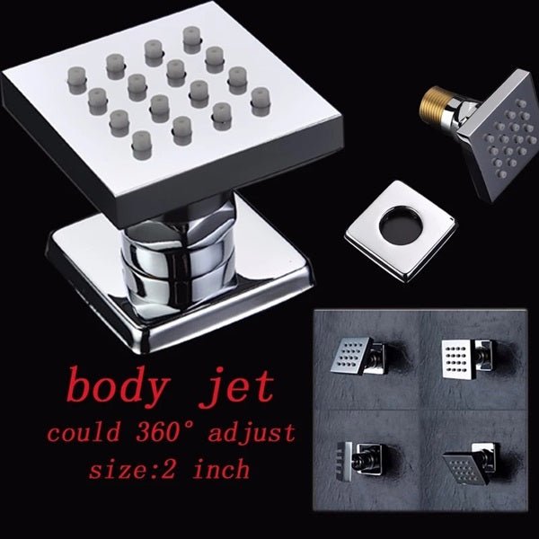 Cascada 2” Square Body Spray Shower Jet with built-in 16-Nozzles - Side View