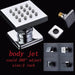 Cascada 2” Square Body Spray Shower Jet with built-in 16-Nozzles - Side View