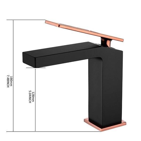 Cascada Aosta Single-Handle Faucet - Sleek Design in Black & Rose Gold Finish - Close-Up