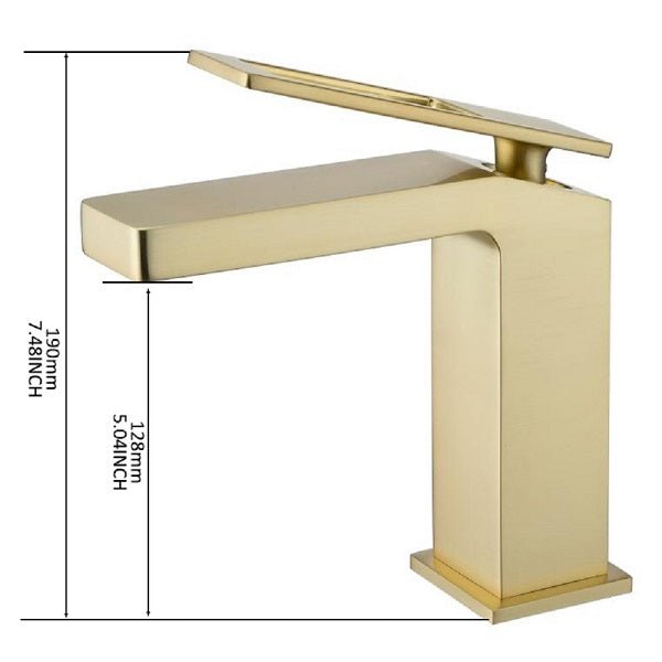 Cascada Aosta Contemporary Single-Handle Faucet - Brushed Gold, Streamlined Design - Detail View