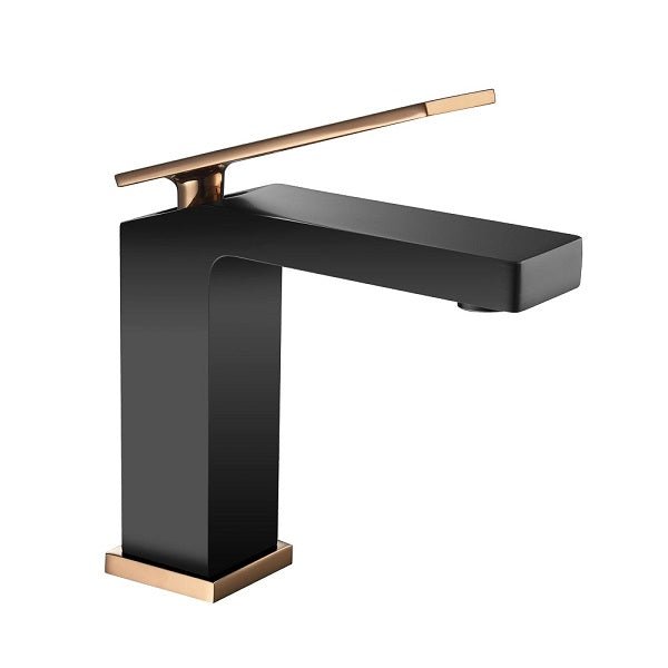 Cascada Aosta Single-Handle Faucet - Sleek Design in Black & Rose Gold Finish - Dimensions