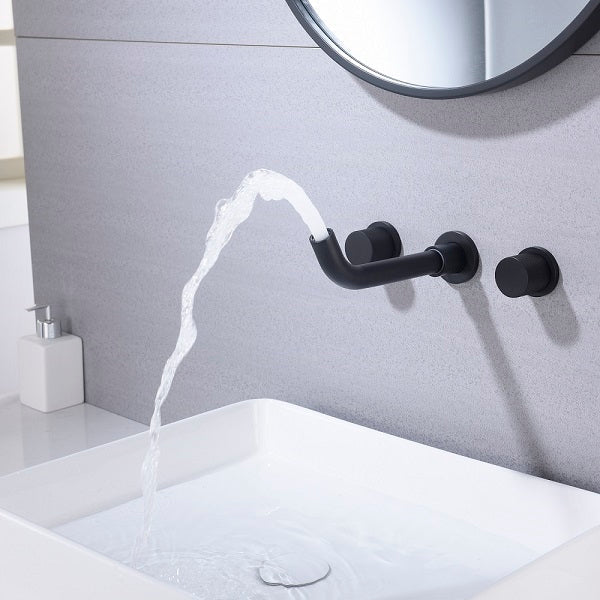 Cascada Arno Modern Bathroom Sink Faucet – Wall-Mounted Waterfall Design - Side View