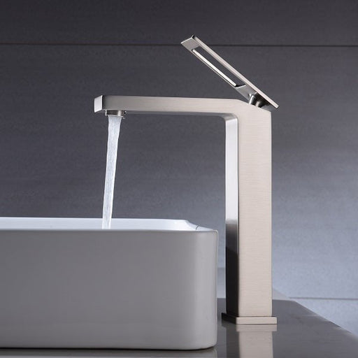 Cascada Aosta Contemporary Single-Handle Vessel Faucet - Streamlined Design in Brushed Nickel