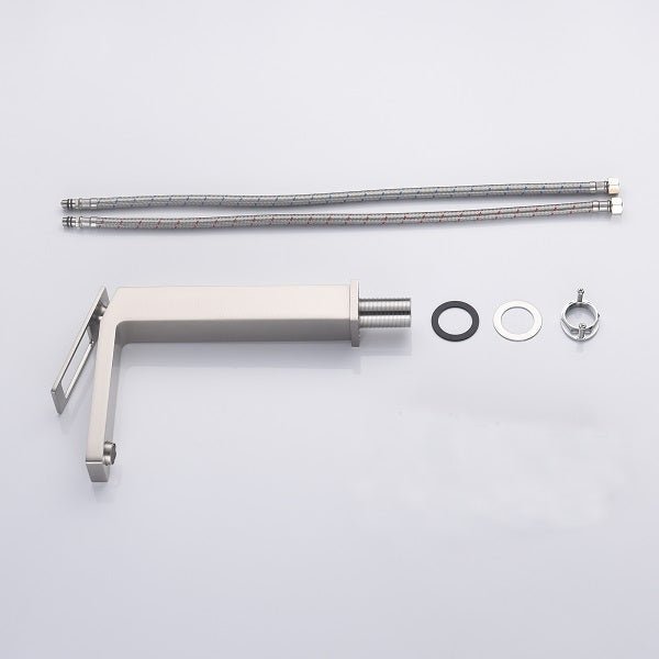 Cascada Aosta Contemporary Single-Handle Vessel Faucet - Streamlined Design in Brushed Nickel - Close-Up
