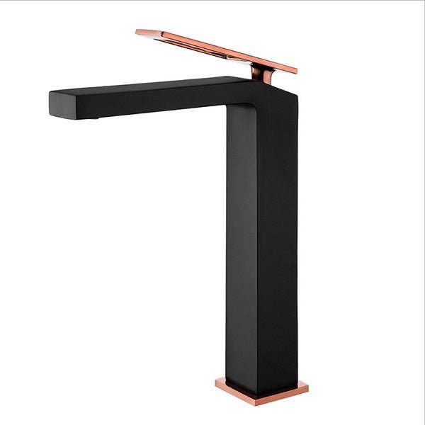 Cascada Aosta Elegant Vessel Single-Handle Faucet - Streamlined Design in Black & Rose Gold - Detail View