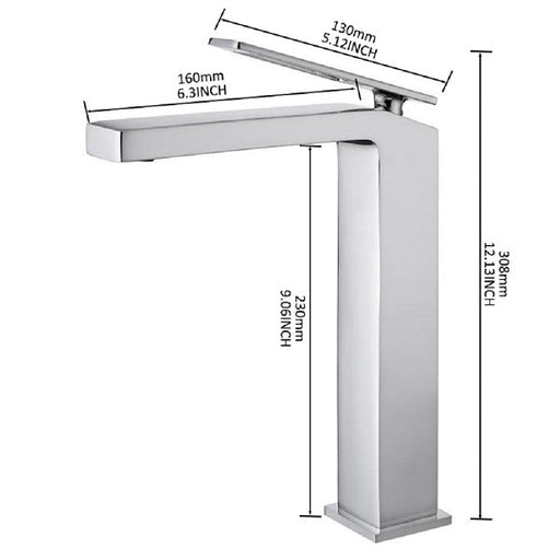 Cascada Aosta Single-Handle Vessel Faucet - Sleek Design in Polished Chrome Finish - Side View