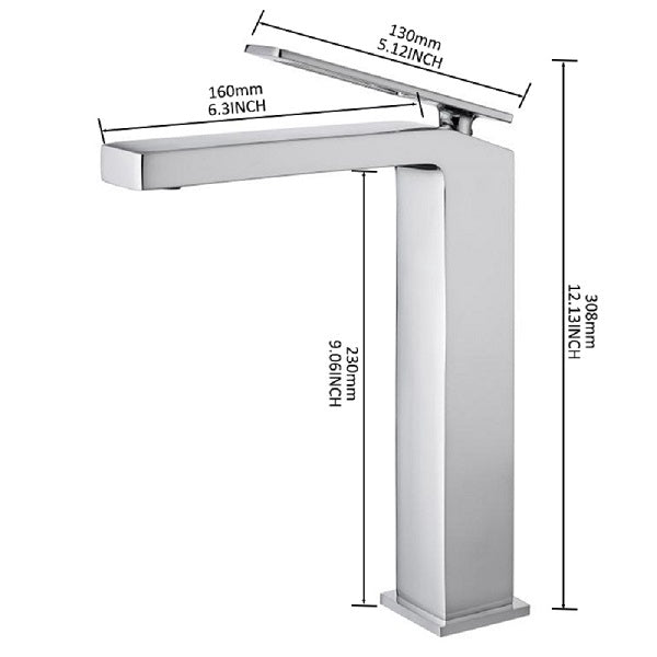 Cascada Aosta Single-Handle Vessel Faucet - Sleek Design in Polished Chrome Finish - Side View