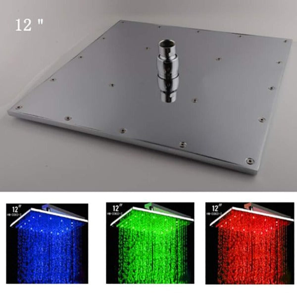 Cascada Multi Color Led Shower Set with 12" Shower Head - Side View