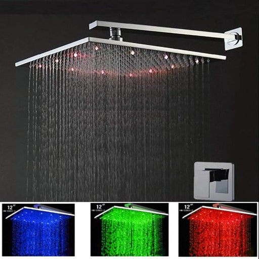 Cascada Multi Color Led Shower Set with 12" Shower Head