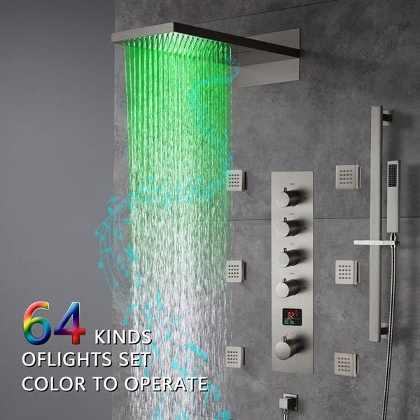 Cascada Naples 9"x22" Bluetooth LED Digital Shower System - Side View