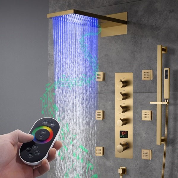 Cascada Naples 9"x22" LED Digital Music Shower System - View 12