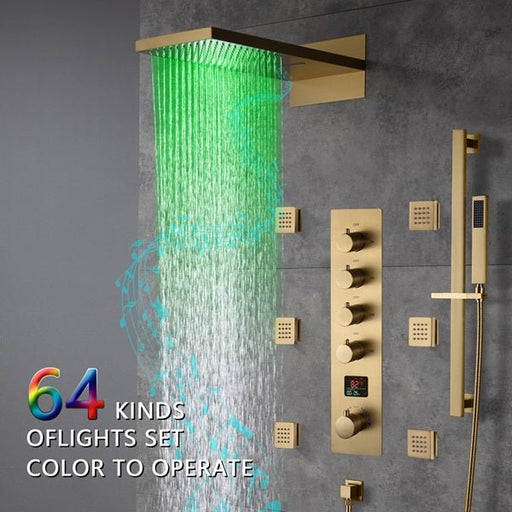 Cascada Naples 9"x22" LED Digital Music Shower System - Side View