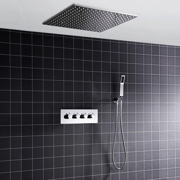 Cascada Napoli LED Shower System: Rainfall, Spa Mist, Thermostatic Control - Detail View