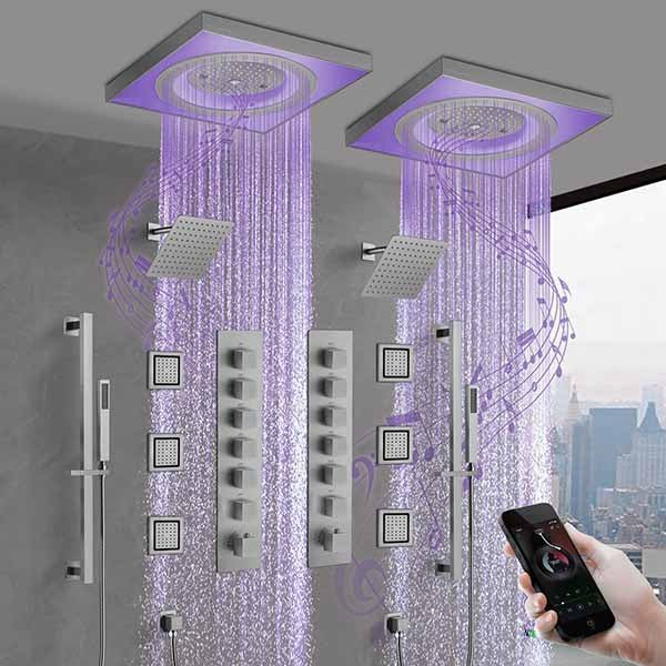Cascada Perla 24" LED Music Shower System with Dual Showerheads and Body Jets - Lifestyle View
