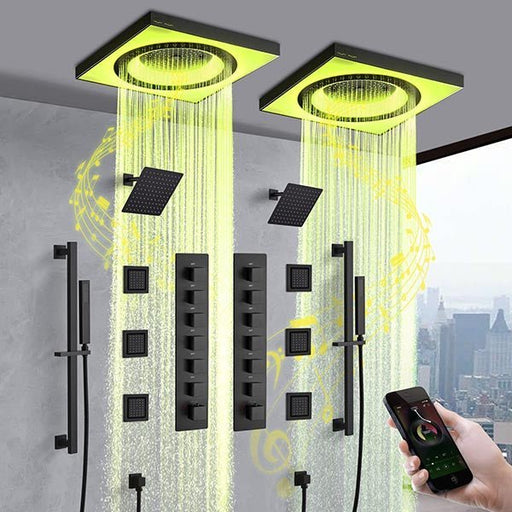Cascada Perla 24" LED Music Shower System with Dual Showerheads and Body Jets - Side View