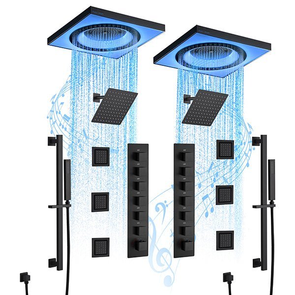 Cascada Perla 24" LED Music Shower System with Dual Showerheads and Body Jets - Detail View