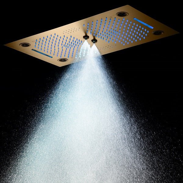 Cascada Pisa 16"x28" Brushed Gold Bluetooth LED Shower System - View 12