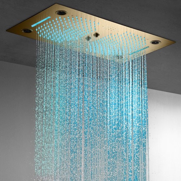 Cascada Pisa 16"x28" Brushed Gold Bluetooth LED Shower System - View 11