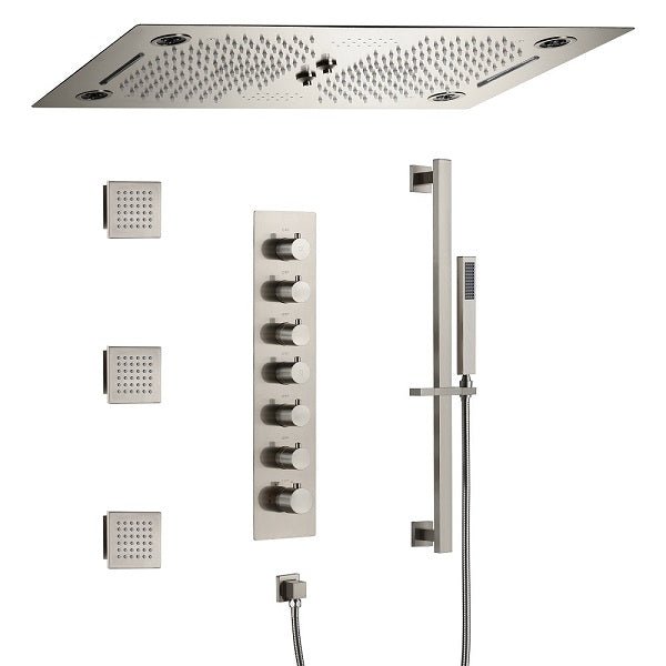 Cascada Pisa 16"x28" Brushed Nickel Bluetooth LED Shower System - View 9