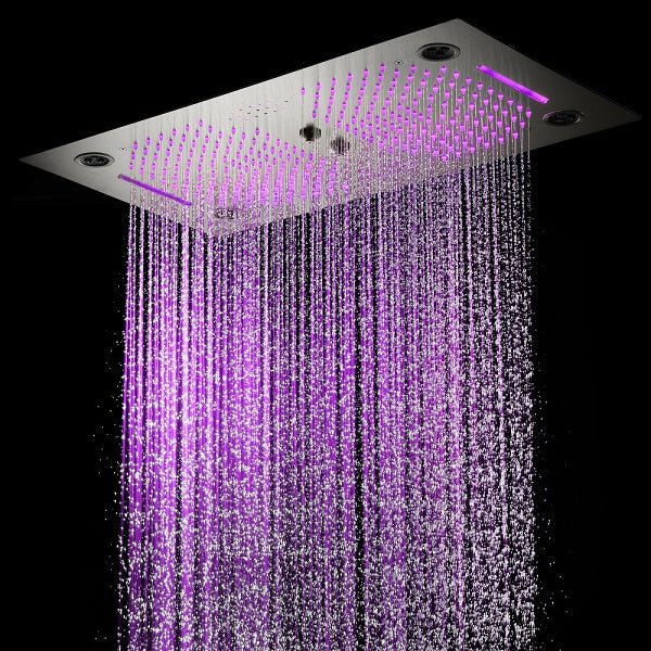 Cascada Pisa 16"x28" Brushed Nickel Bluetooth LED Shower System - View 14