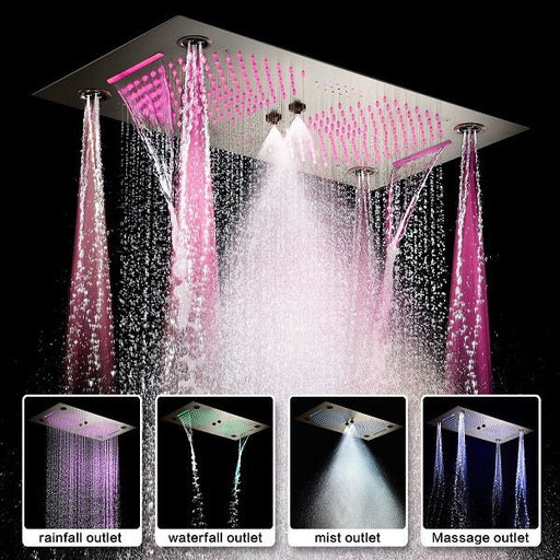 Cascada Pisa 16"x28" Brushed Nickel Music LED Showerhead Shower Head - Side View