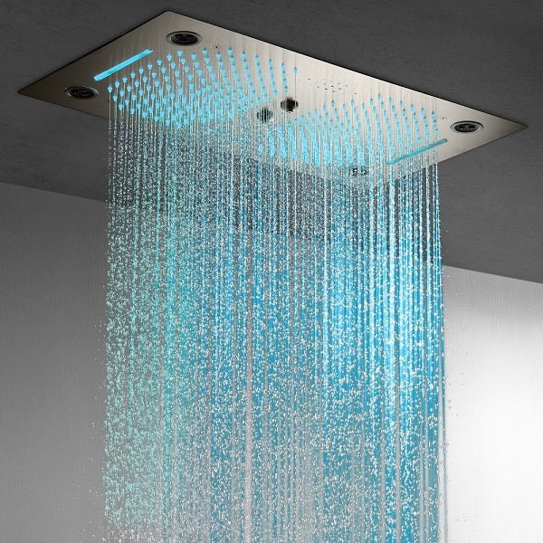 Cascada Pisa 16"x28" Brushed Nickel Music LED Showerhead Shower Head