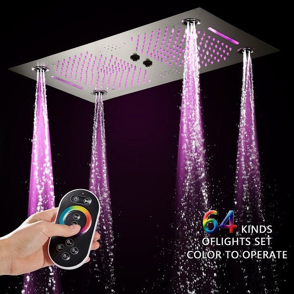 Cascada Pisa 16"x28" Brushed Nickel Music LED Showerhead Shower Head - Detail View