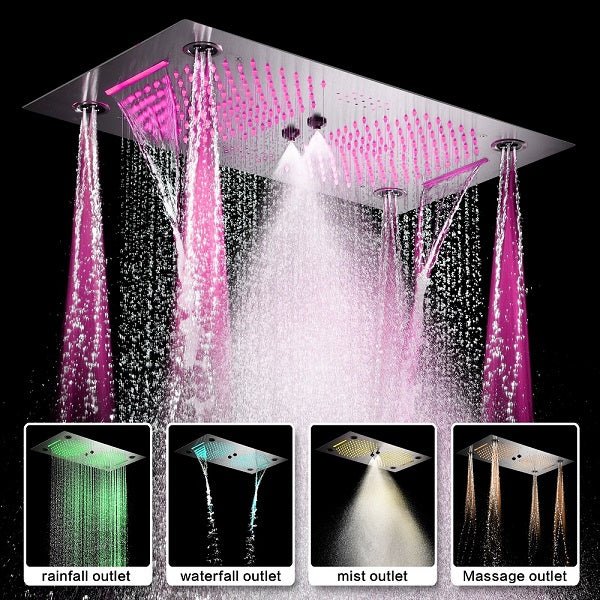 Cascada Pisa 16"x28" Music LED Shower System - Side View