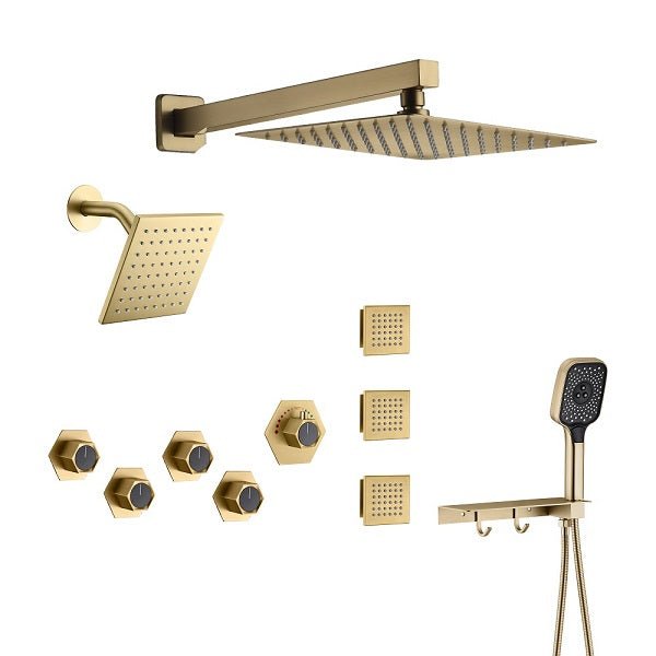 Cascada Pompeii 12" Brushed Gold Shower Set - View 10