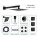 Cascada Pompeii 12" Matte Black Shower Set - Features