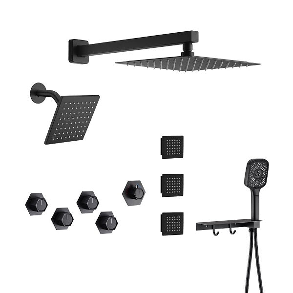Cascada Pompeii 12" Matte Black Shower Set - Installation View