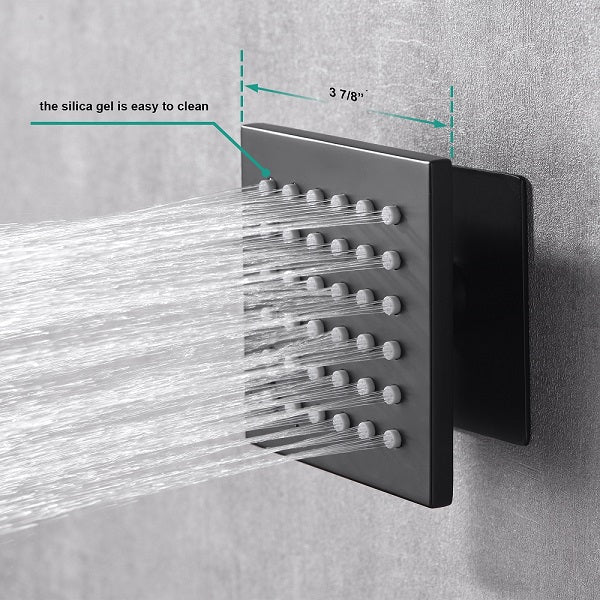 Cascada Pompeii 12" Matte Black Shower Set - Close-Up