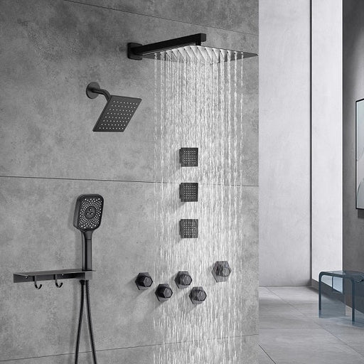 Cascada Pompeii 12" Matte Black Shower Set