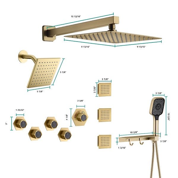 Cascada Pompeii 12" Shower System - Detail View