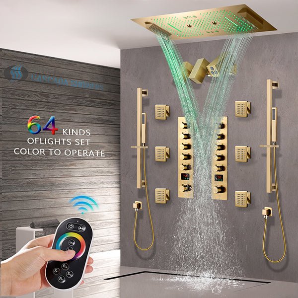 Cascada Portofino 16"x36" LED Music Dual Shower System - Close-Up
