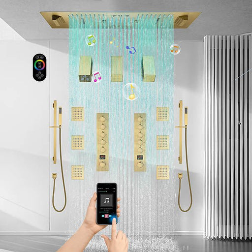 Cascada Portofino 16"x36" LED Music Dual Shower System - Side View