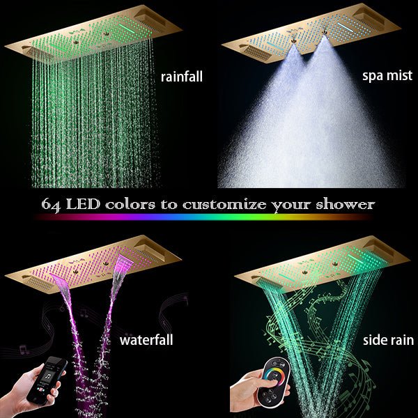 Cascada Portofino 16"x36" LED Music Dual Shower System - Dimensions