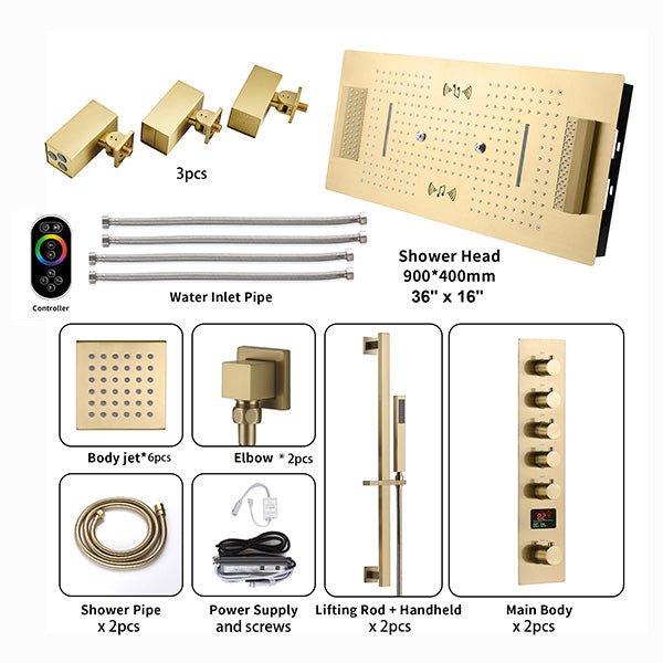 Cascada Portofino 16"x36" LED Music Dual Shower System - View 17