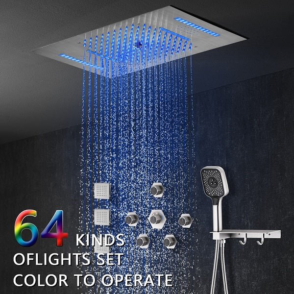 Cascada Positano 15"x23" Brushed Nickel Music LED Shower System - View 11