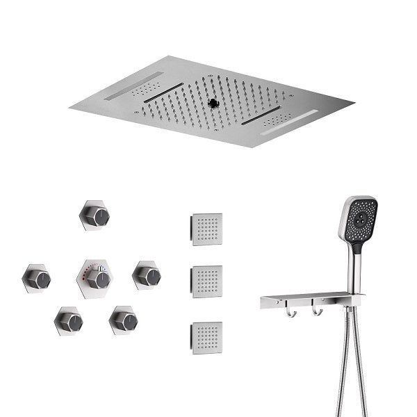Cascada Positano 15"x23" Brushed Nickel Music LED Shower System - View 10