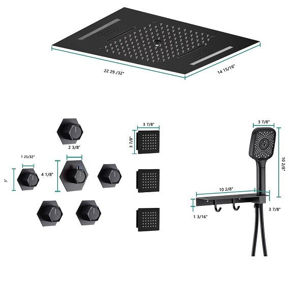 Cascada Positano 15"x23" Matte Black LED Music Shower System - Lifestyle View