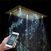 Cascada Rainbow 16"x28" Brushed Gold LED Bluetooth Shower System - Detail View