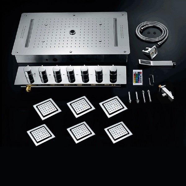Cascada Ravenna: 15”x32” Bluetooth Shower System with LED Lights, 6 Functions - Close-Up
