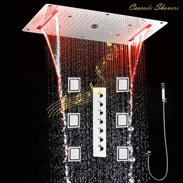 Cascada Ravenna: 15”x32” Bluetooth Shower System with LED Lights, 6 Functions