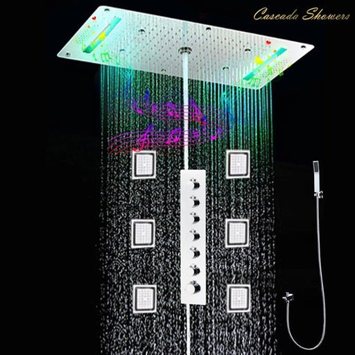 Cascada Ravenna: 15”x32” Bluetooth Shower System with LED Lights, 6 Functions - Side View