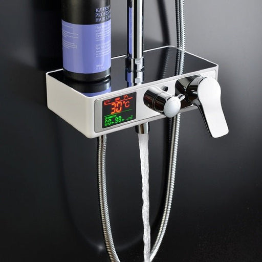 Cascada Serena 8" Digital Shower Faucet Set Chrome Finish - Side View