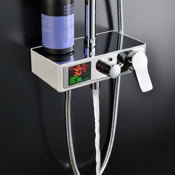Cascada Serena 8" Digital Shower Faucet Set Chrome Finish - Side View