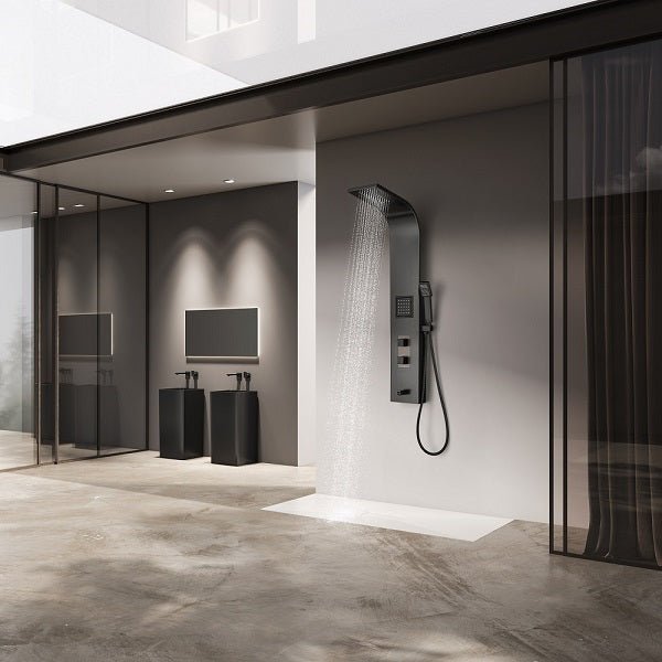 Cascada Showers 47" Matt Black Indoor Shower Panel: Modern Luxury for Your Bathroom - Detail View