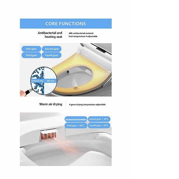 Cascada Showers Smart Bidet Seat with Remote Control - Dimensions